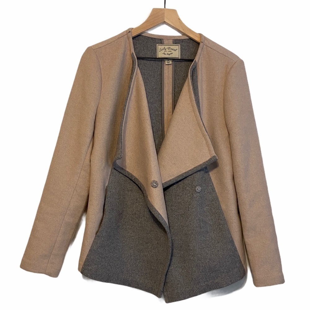 Lucky Brand jacket, wool blend waterfall open drape size medium